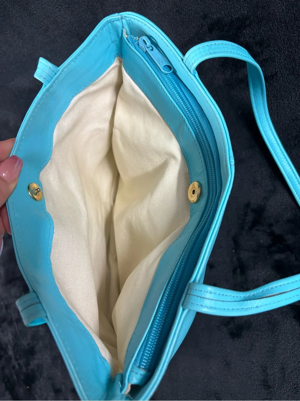 Vintage Toni Genuine Leather Turquoise Shoulder Tote Bag Y2K Aqua